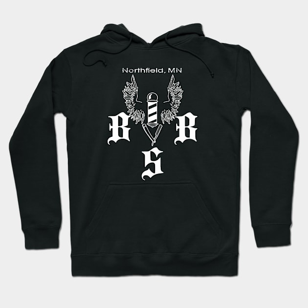 BSB white ink Hoodie by Bridge Square Barber Shop